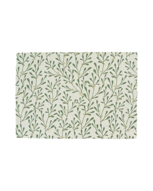 „Tischset Misty von Sander in Grün mit elegantem Zweig-Design und goldenen Details“