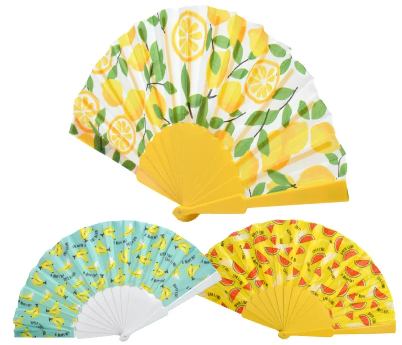 Fächer Taschenfächer Handfächer mit Früchtemuster bunt faltbar Sommer Accessoire Venezianischer Handventilator
