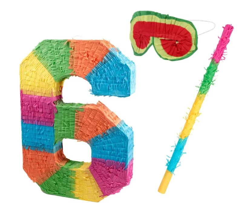 Pinata Set Zahlen Schlag-Pinata Maske Geburtstag - Piñata zum Befüllen für Partys Kinder-Geburtstage Spiel zum Aufhängen