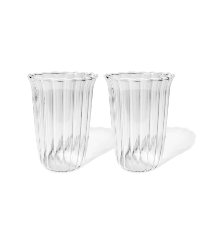 Trinkglas im Streifen-Design mit gerüschtem Rand – norway collection von 7 O'CLOCK