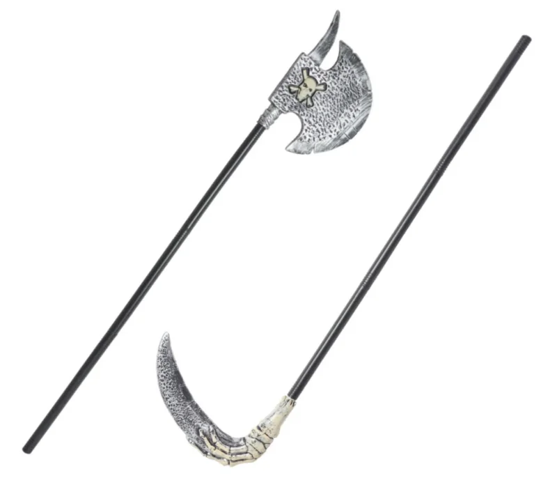 Horror Sense und Axt Knochensense Knochenaxt Accessoire - 127 cm bis 117 cm Karnevalaccessoire für Erwachsene und Kinder