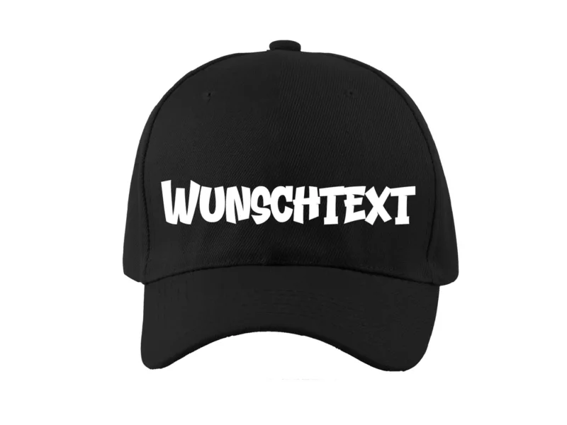 Basecap Kappe Schwarz mit Wunschtext - personalisierte Baseball Cap