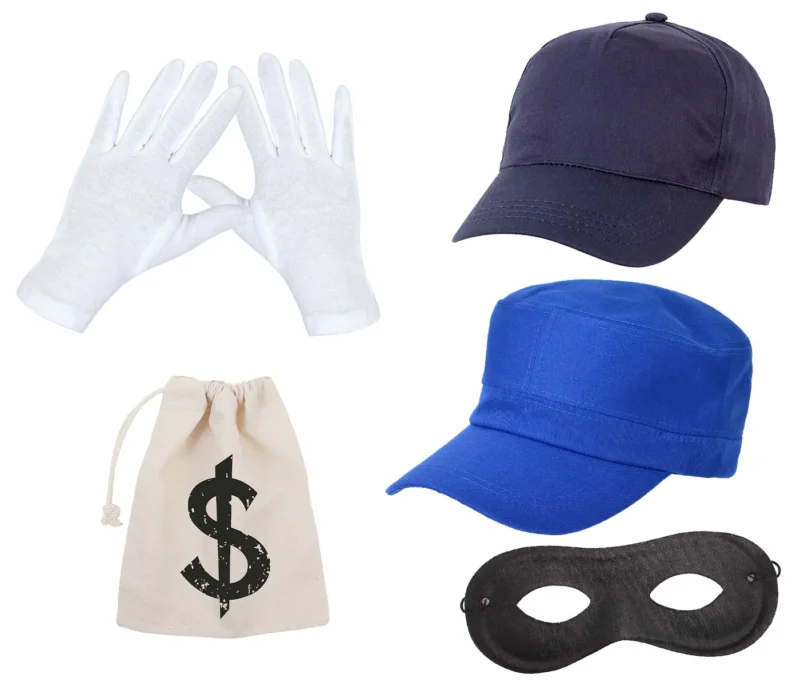 Panzerknacker Kostüm-Set Banditen Räuber Verkleidung Accessoires Zubehör - für Karneval, JGA, Motto-Party