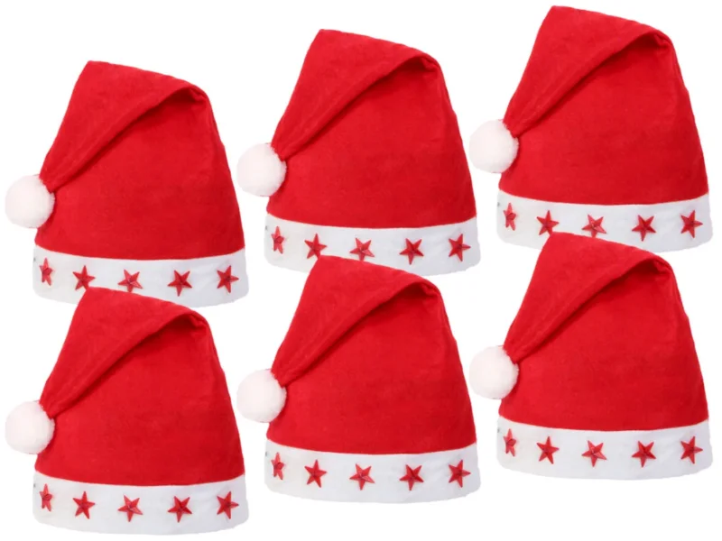 Blink LED Weihnachtsmütze Rot mit leuchtenden Sternen - für Damen & Herren