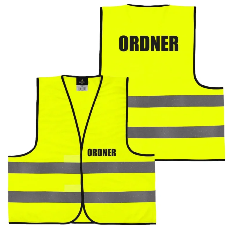 Alsino Warnweste mit Aufdruck - Sicherheitsweste 5er 10er Sets Ordner Rücken/Front- Druck - Gelb Orange M/XL/XXL/5XL