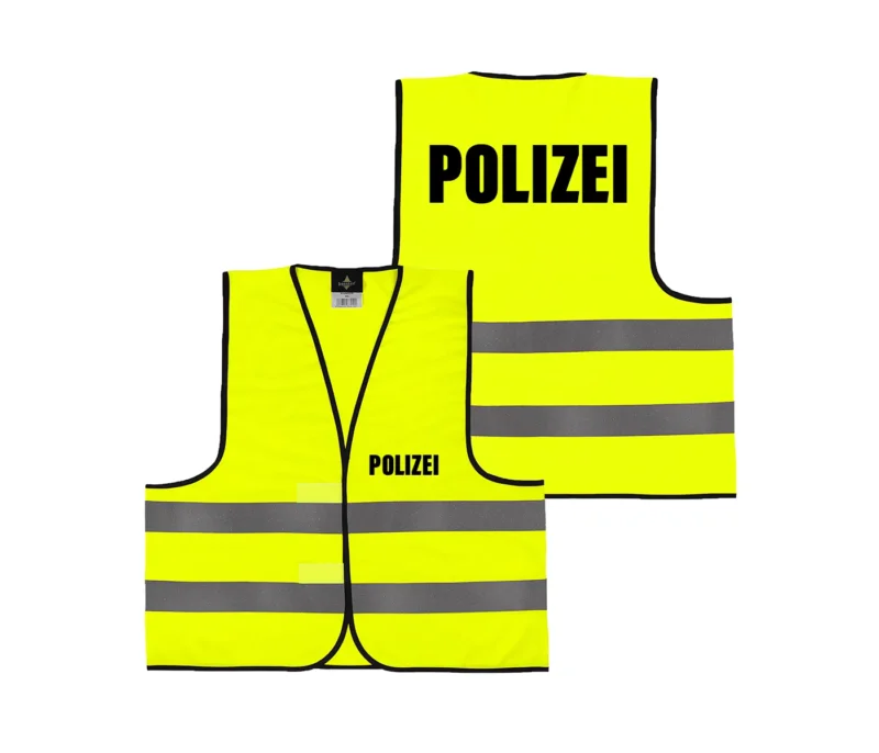 Polizei Warnweste mit Aufdruck - 5er 10er Sets Sicherheitsweste Sicherheit Personal Rücken/Front- Druck - Gelb Orange XS - 6XL