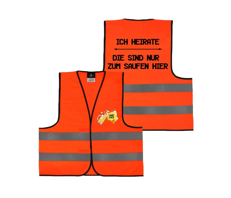 JGA Lustige Warnweste Männer Junggesellenabschied Kostüm Game Over DTF-179