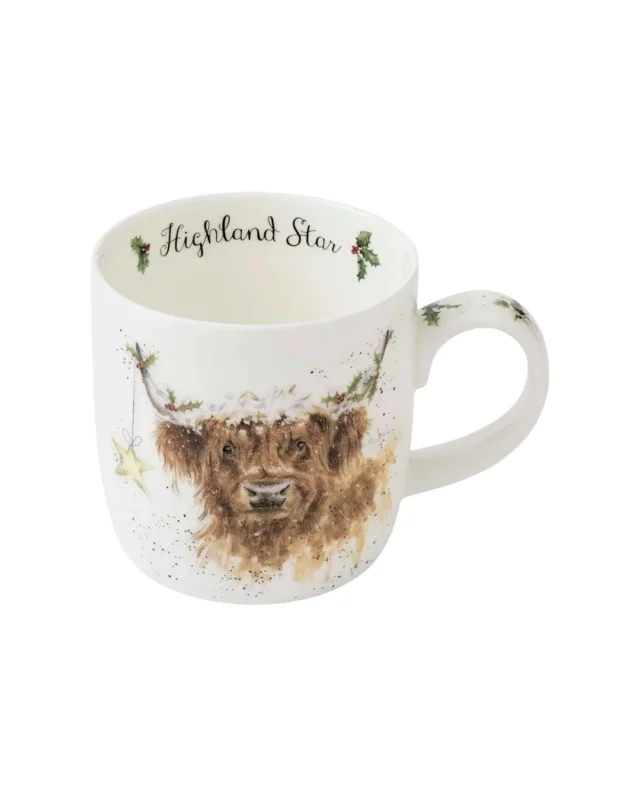 Hochlandkuh Weihnachtstasse "Highland Star" von Wrendale Designs