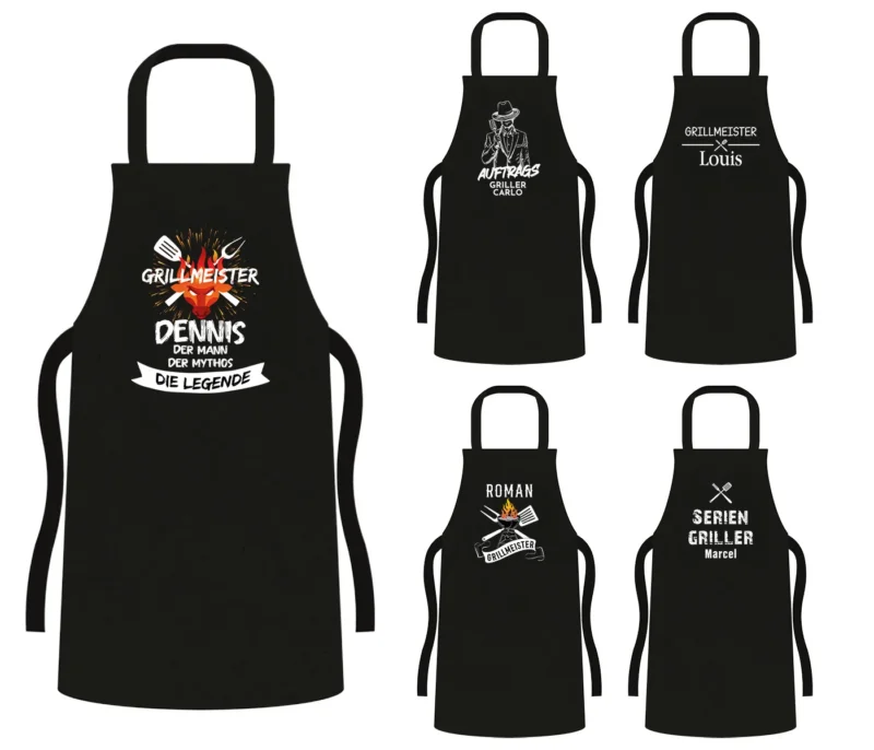 Personalisierte Grillschürze – Individuelle BBQ-Schürze mit Namen & Wunschtext – Perfektes Geschenk für Grillmeister
