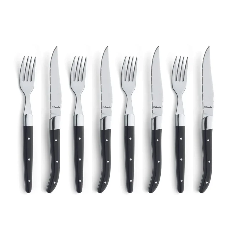 Amefa - 8-pcs Steak Set black in magnet box Steakmessen Amefa
