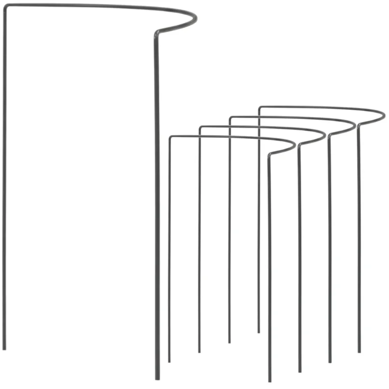Pflanzenstütze Staudenstütze halbrund Grau - Ø 38 cm - 70 cm hoch aus 4mm kunststoffummantelten Draht - Für den Garten - Metall - Buschstütze - Staudenstütze - Pflanzbogen Staudenhalter Rankhilfe Pflanzenring