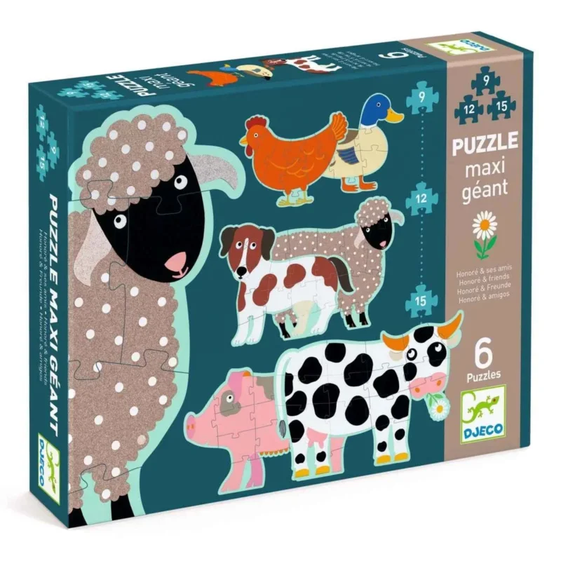 Bodenpuzzle Bauernhoftiere 9+12+15 Teile_Honore & Freunde_01