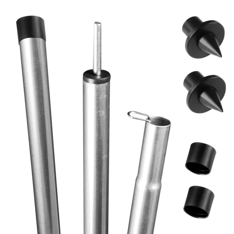 Stahl Aufstellstange Zeltstange - mit Spitze - Teleskopstange 170-260 cm - Ø22-19mm | Tarpstange - Sonnensegel