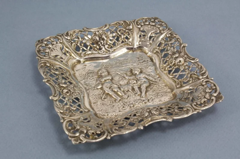 Edle silberne Schale, Putti, Silber, 800, Putti, Schüssel, Zierschale, Durchbruchschale