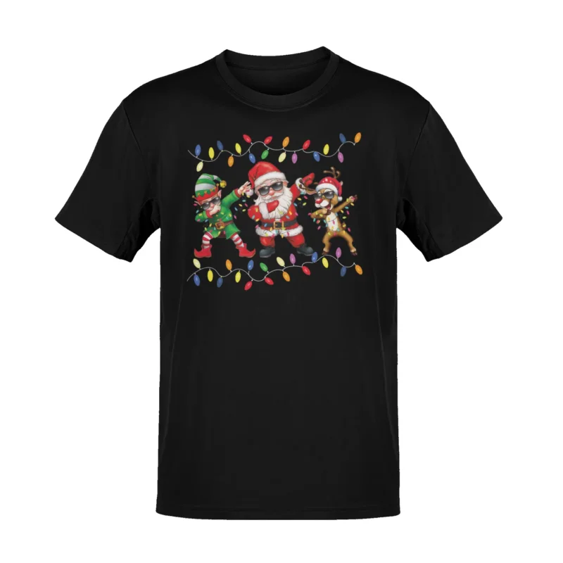 Weihnachts T-Shirt mit Dabbing Motiv & Lichterkette – Lustiges Xmas Shirt aus 100 % Baumwolle – Witziges Weihnachts TShirt für Damen & Herren – Perfektes Outfit & Geschenkidee