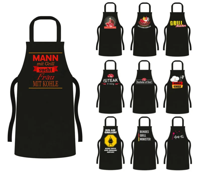 Grillschürze schwarz mit Spruch