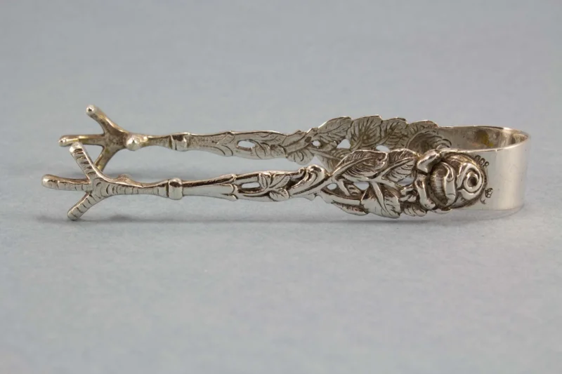 Zuckerzange, 800er Silber, silberne Zuckerzange, Hildesheimer Rose