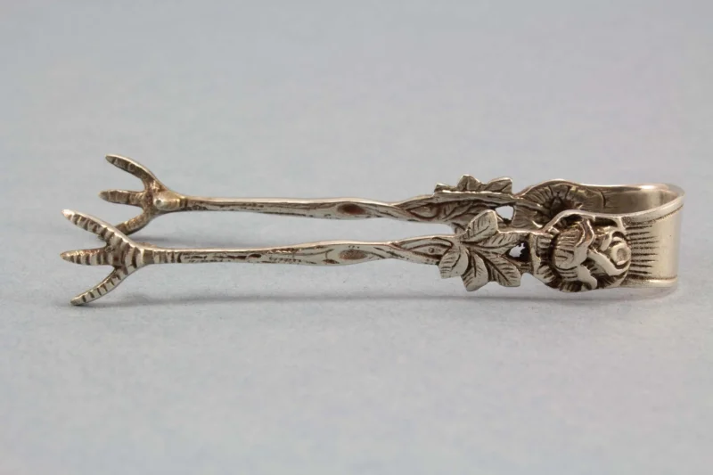Zuckerzange, 800er Silber, Hildesheimer Rose, Jugendstil, kleine Zange, Zucker, Tee, Silber Besteck, Vintage Besteck, Silber