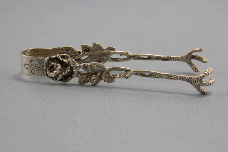 Rose sugar tongs made by 835 silver, Christoph Bach