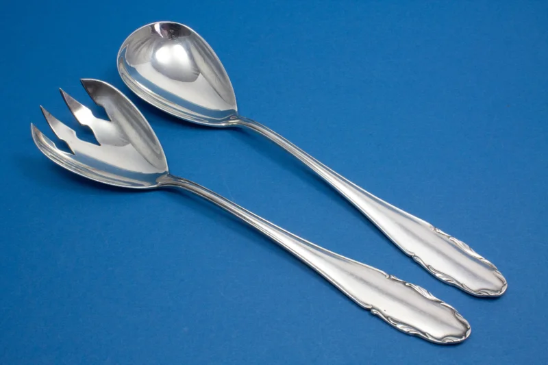 Seltenes Salatbesteck von WMF, Vorlegebesteck, versilbert, Salatgabel, Salatlöffel, WMF 2200