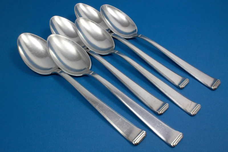 6 schöne Esslöffel, Tafellöffel, OKA Art Deco