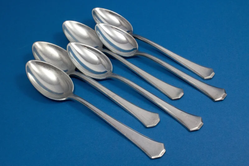 6 versilberte Teelöffel, WMF 600 Art Deco