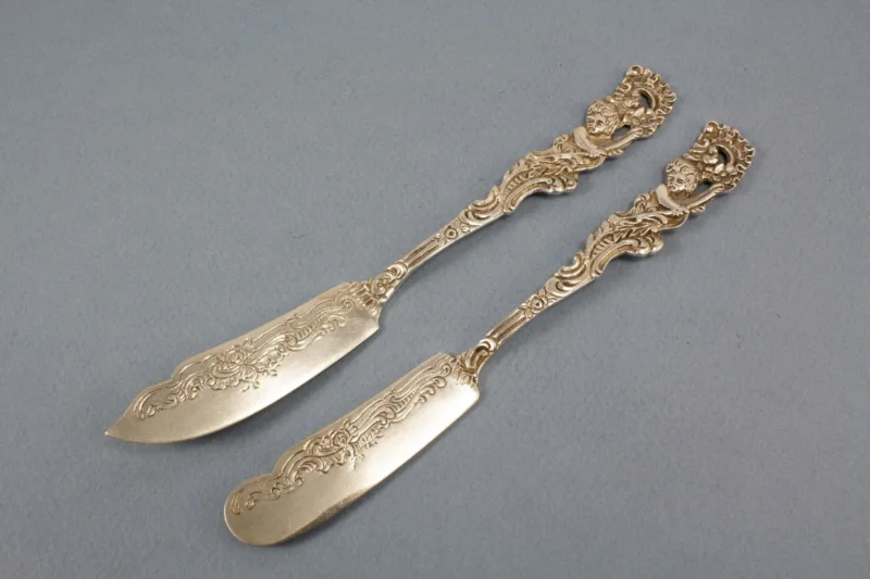Käsemesser, Buttermesser, Silber 800, Messer, Käsebesteck mit Putti - Löffelland