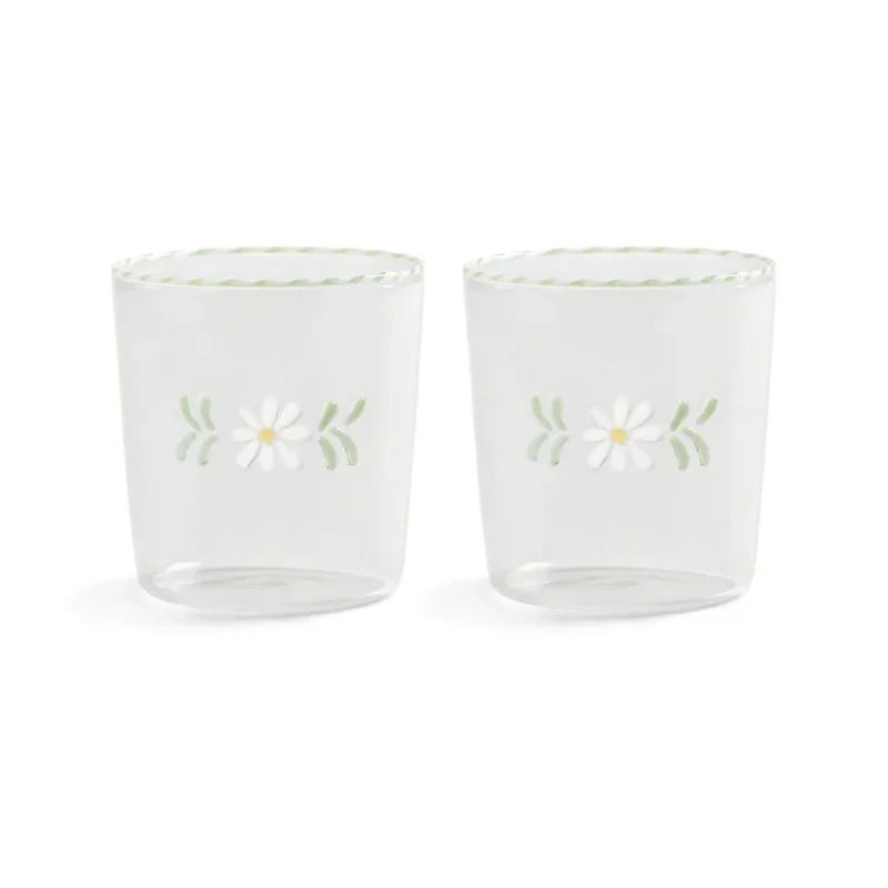 &Klevering - Glas flora wit set van 2 Drinkglazen &Klevering