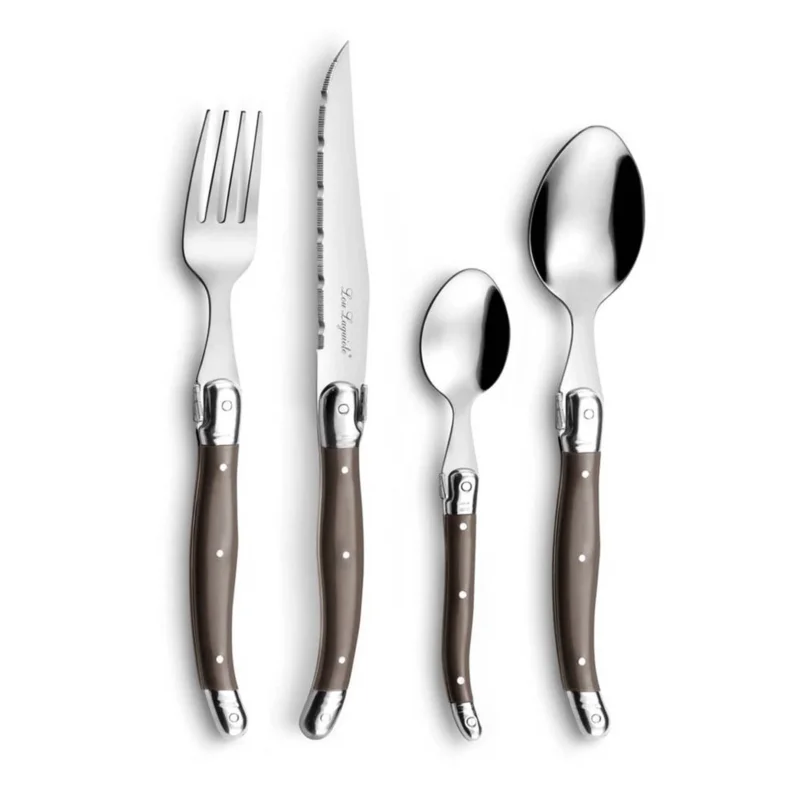 Lou Laguiole - 24-pc cutlery set in open window box - pepper Bestekset Lou Laguiole