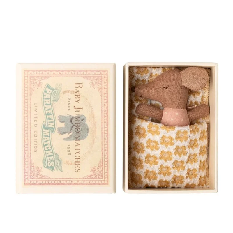 Schläfrige Babymaus in Streichholzschachtel-rose-von Maileg
