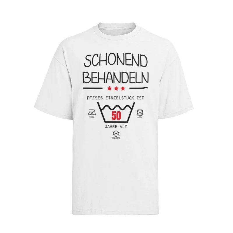 Personalisiertes T-Shirt "SCHONEND BEHANDELN" – 100% Baumwolle Unisex Statement-Shirt