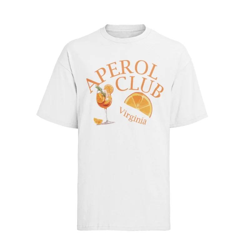 T-Shirt Unisex personalisiert – Aperol Club Design – Sommer-Partyshirt mit Wunschtext