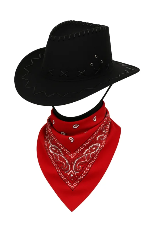 Cowboyhut Set mit Halstuch – Cowboy Hut für Damen & Herren