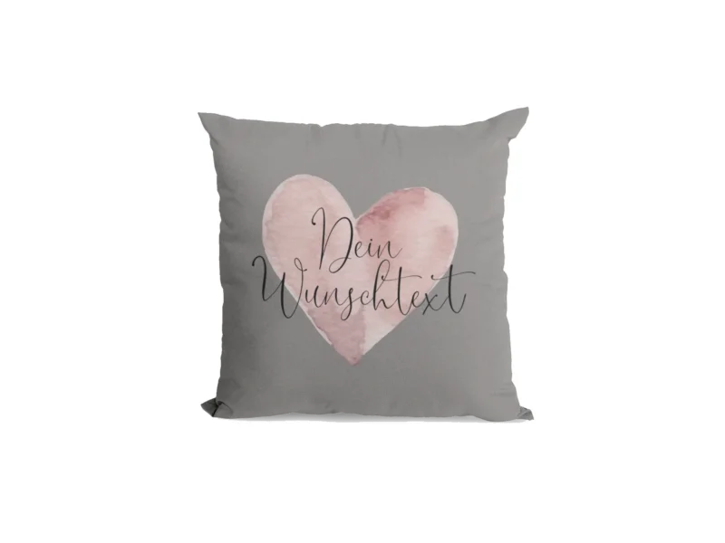 Kissenbezug Kissen-Bezug personalisiert 40x40 Kissenhülle - Herz mit Wunschtext - Kuschelkissen Dekokissen
