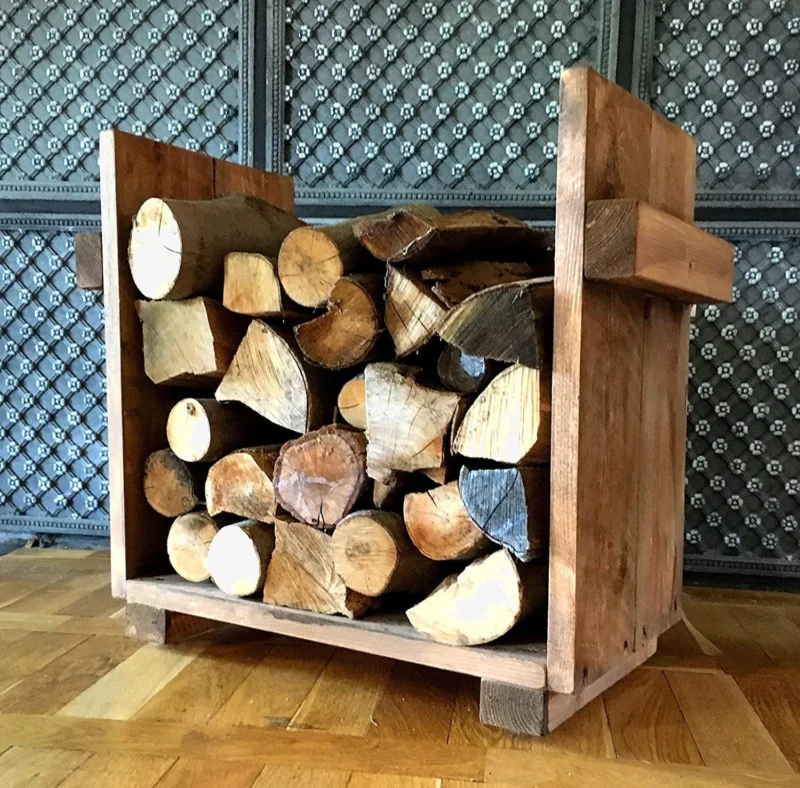 Kaminholzregal Ständer Kaminholz Kaminholzständer Kaminholzablage braun shabby aus Holz fertig montiert