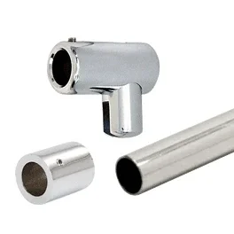 Stabistangen-Set – Chrom poliert Ø 19 mm, Glas-Wand, 1000/1300 mm, Art.Nr. SUP06CHSET