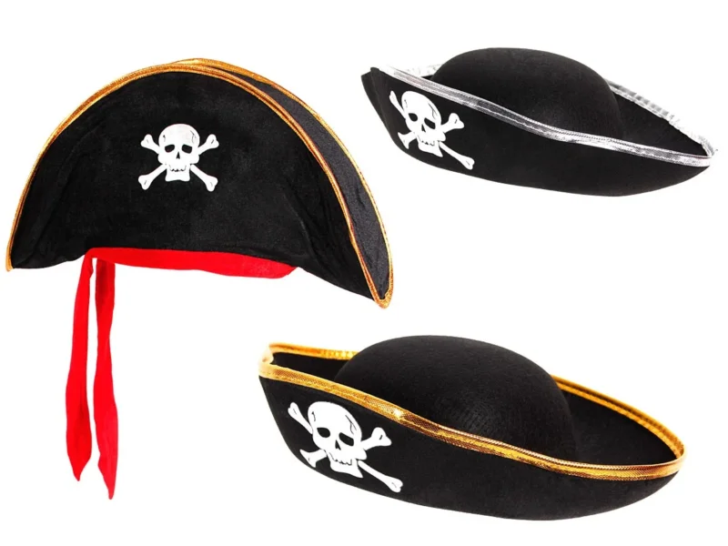 Piratenhut für Kinder – Piraten Kostüm Hut mit Totenkopf – Kinder Verkleidung für Fasching & Karneval – Seeräuber Dreispitz für Jungen & Mädchen