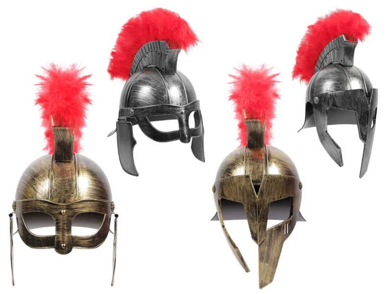 Antiker Römer Sparta Krieger Helm – Gladiator & Spartacus Kostüm Accessoire in Metalloptik – römischer Krieger für Karneval, Fasching, LARP, Cosplay & Theater – Unisex Kopfbedeckung für Erwachsene