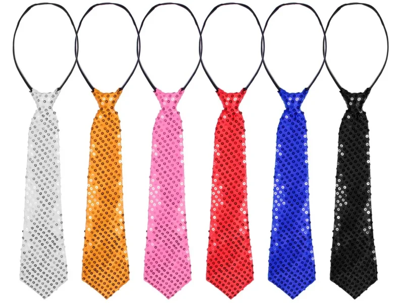 Pailletten Party Krawatte Glitzer Krawatte für Damen Herren Kostüm Accessoire Fun Krawatte glänzend Disco Karneval Fasching Festival Party Mode Accessoires