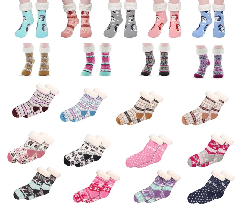 Einheitsgröße Wintersocken für Damen und Herren Erwachsene 37-42 Rutschfestes Thermofutter Sehr weich Norwegisch Vintage Style by Alsino