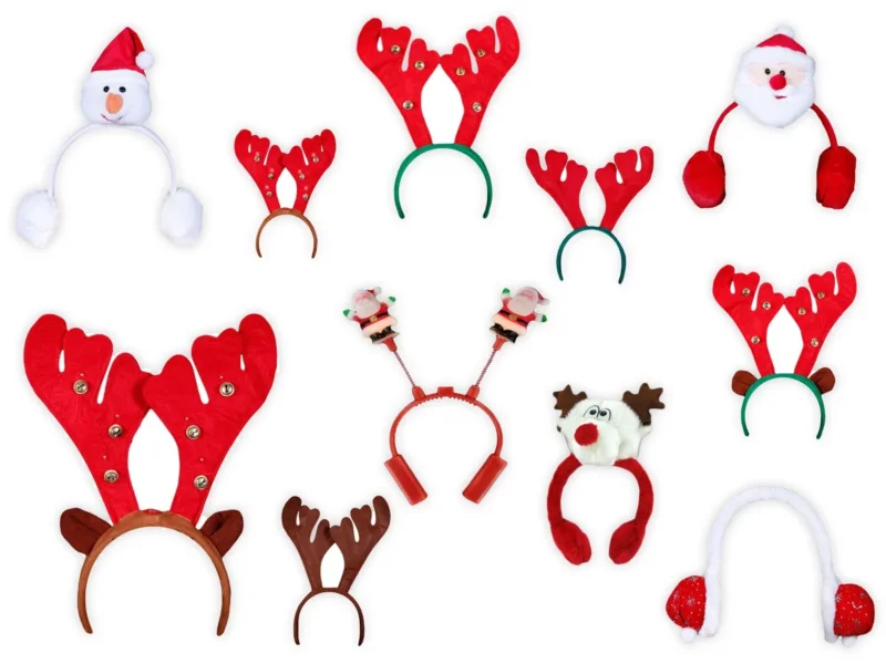 Weihnachts Haarreifen mit Elchgeweih und Ohrwärmern Rentiergeweih Plüsch Stirnband für Damen Herren lustiges Kostüm Accessoire Weihnachten Nikolaus Party